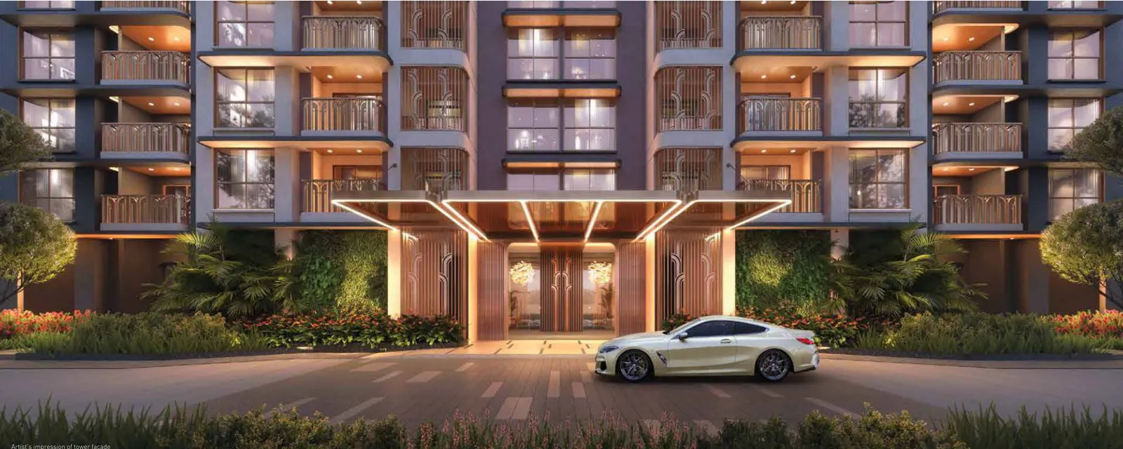 Grand arrival court at Lodha Magnus