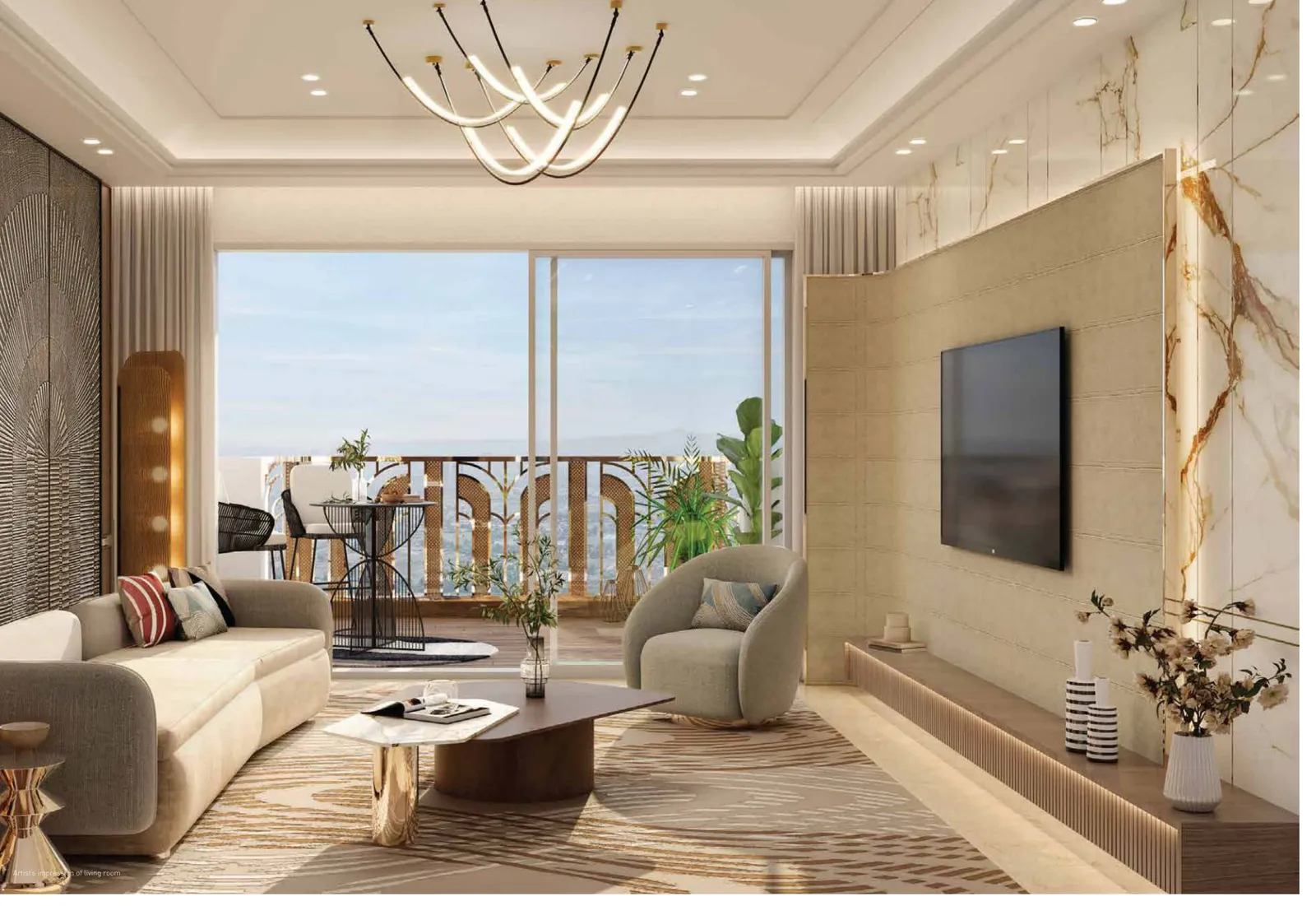 Air-conditioned living room at Lodha Magnus